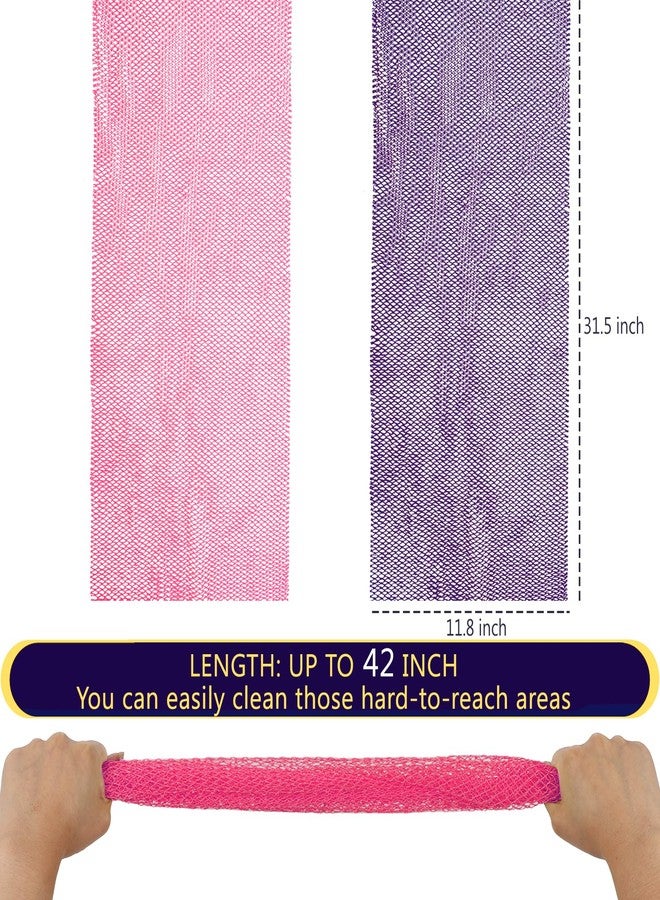 KINGMAS African Net Sponge, Authentic Nylon with Knots, 2 Pieces Exfoliating Body Scrubber Bath Sponge, Back Scrubber Washcloth for Shower, Body Care Bathing (Purple & Pink) - Image 4